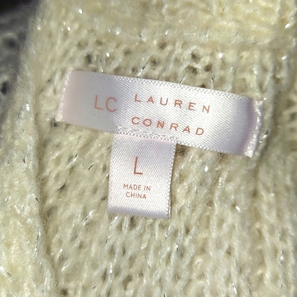 Lauren Conrad Scoop Neck Tie Back Soft Silver Knit Sweater - Picture 9 of 9